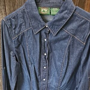 Western Women's Blue Denim Button Down Shirt